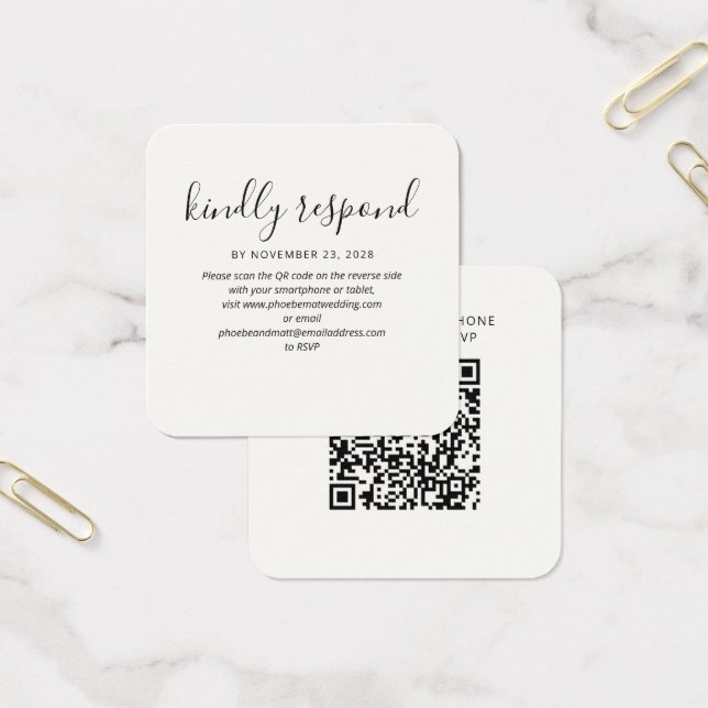 Cartão de Gabinete RSVP de Casamento de Código QR  (Escritótio)