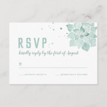Cartão de Gabinete RSVP de Casamento de Suculente