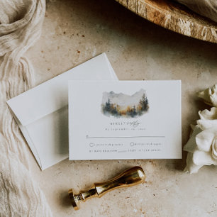 Cartão de Gabinete RSVP de Casamento Florestal Woo