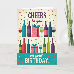 Cartão de Garrafas de Aniversário Vibrantes