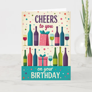 Cartão de Garrafas de Aniversário Vibrantes