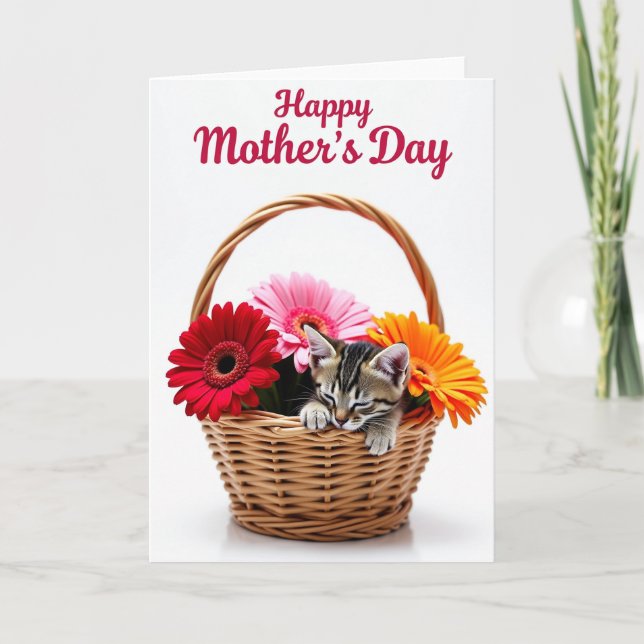 Cartão de Gatinho Floral Doce (Frente)