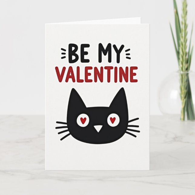 Cartão de Gato Be My Valentine (Frente)
