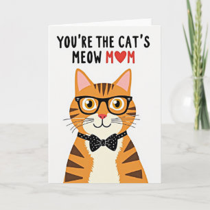 Cartão de Gato de Bolinhas Meow Mamãe