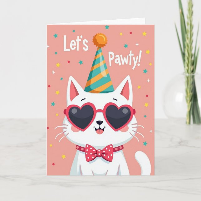 Cartão de Gato de Festa (Frente)