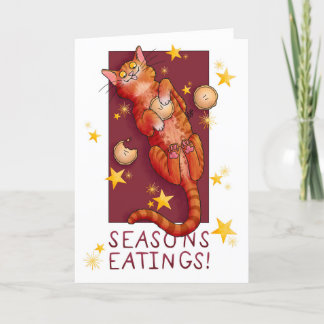 Cartão de Gato de Minhação Festiva