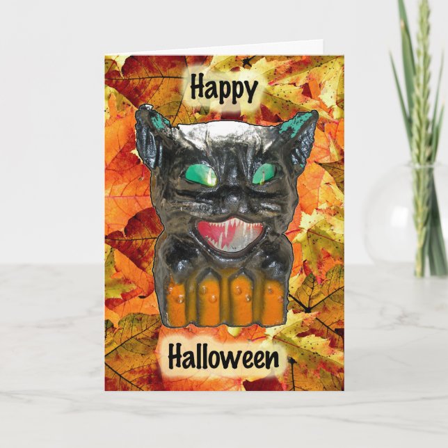 Cartão de gato de Papier Mache (Frente)