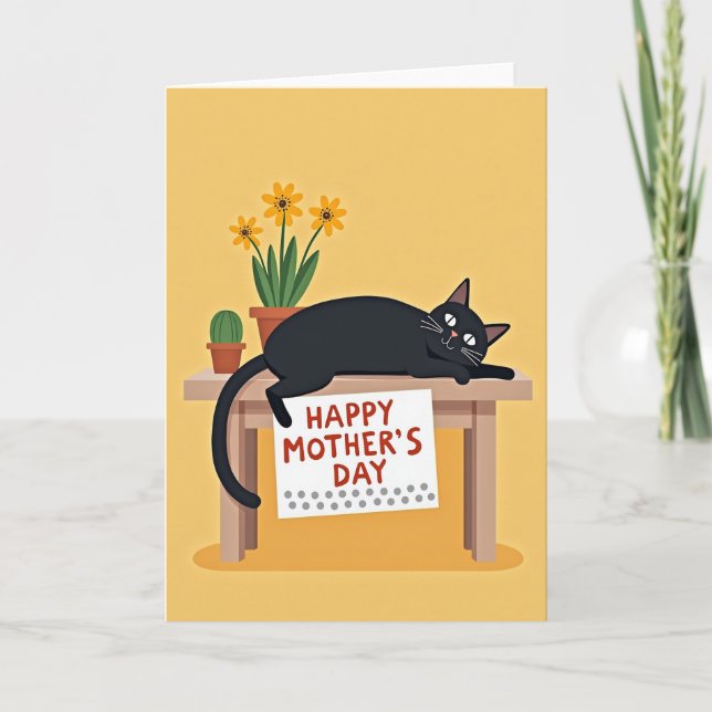 Cartão de Gato do Dia das Mães Rústico (Frente)