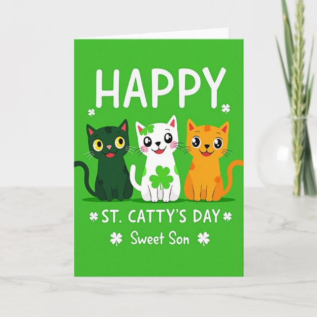 Cartão de Gato do Feliz Dia de St Cattys (Frente)