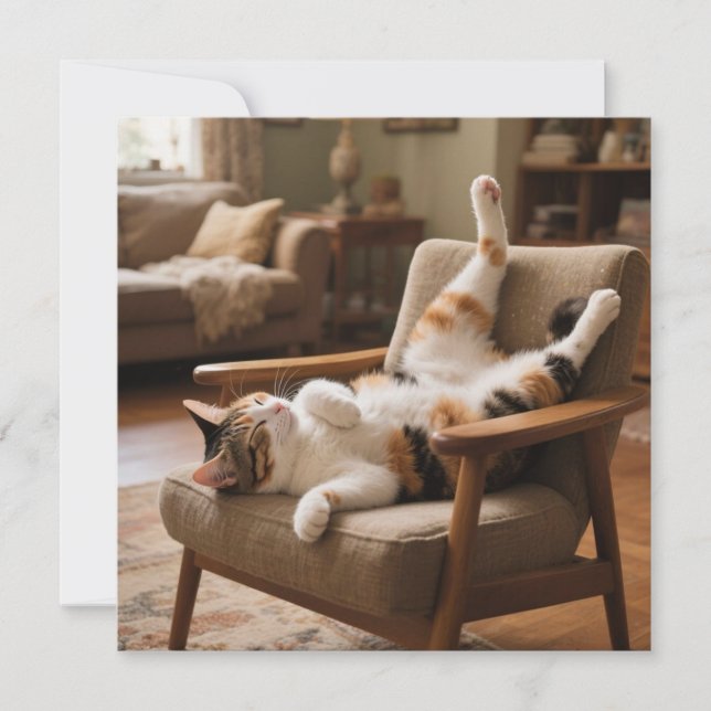 Cartão de Gato Dormindo da Vida Engraçada é Curta  (Frente)