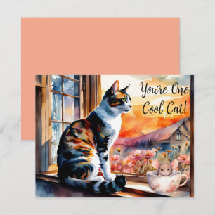 Cartão de Gato e Rato de Aquarela