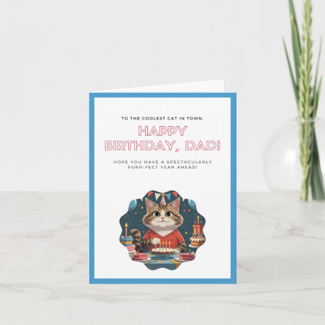 Cartão de Gato Engraçado Pai Engraçado Cartão de A (Frente)