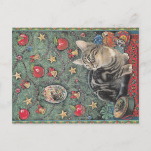 Cartão de gato natalino