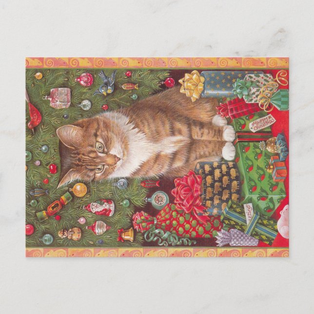 Cartão de gato natalino  (Frente)