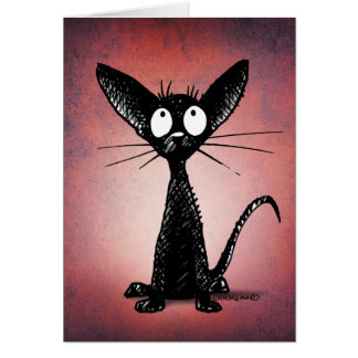 Cartão de gato preto engraçado e bonito