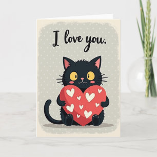 Cartão de Gato Preto 'Eu Te Amo'