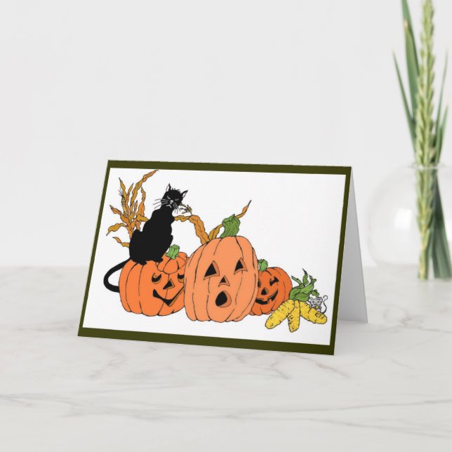 Cartão de Gato Spooky (Frente)