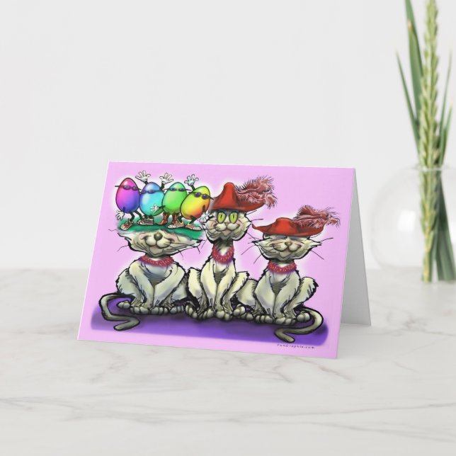 Cartão de Gatos de Páscoa (Frente)