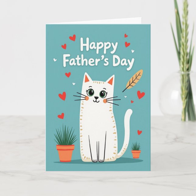 Cartão de Gatos do Dia dos Pais com Carinho (Frente)