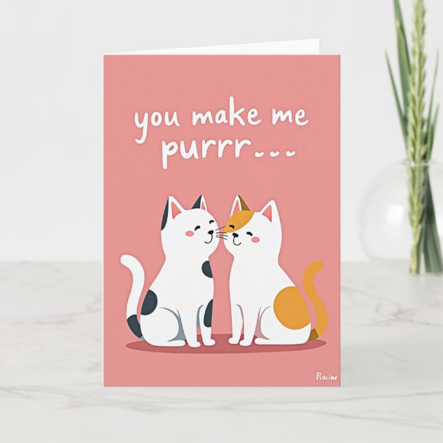 Cartão de Gatos Fofos Amor Perfeito (Frente)