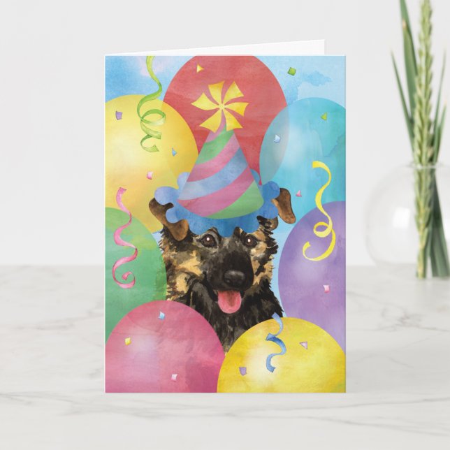 Cartão de German shepherd Birthday Balloons (Frente)