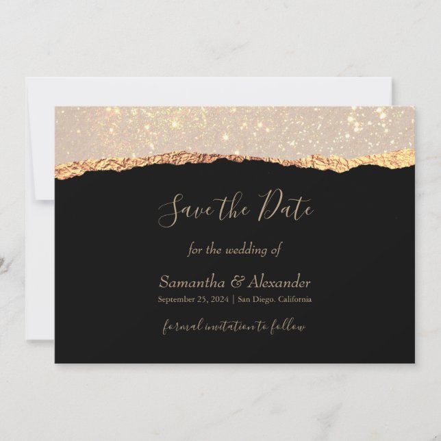 Cartão de Glamour em Brilho Dourado e Preto Salve  (Frente)