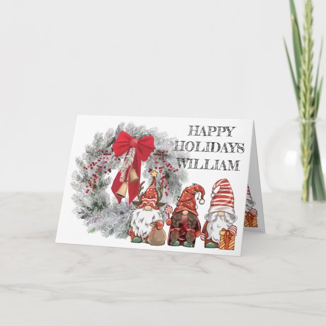 Cartão de Gnomos de Natal (Frente)