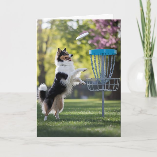 Cartão de Golfe de Disco de Sheltie Fofo (Frente)