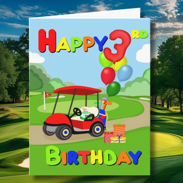 Cartão de Golfe Feliz para Red aniversário de 3 an (Criador carregado)