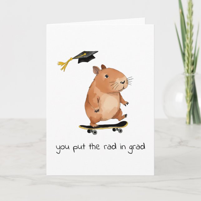 Cartão de Graduação Capybara de Skate de Formando  (Frente)