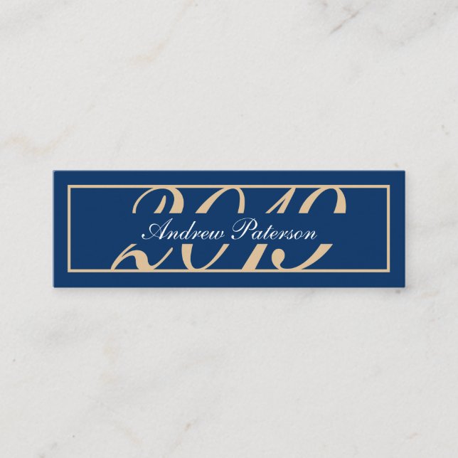 Cartão de graduação clássico de ouro azul legante (Frente)