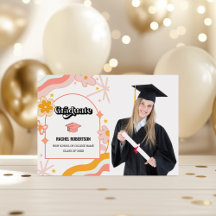 Cartão de Graduação de Foto de Graduado Retro Groo