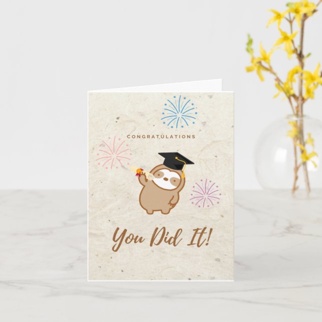 Cartão de Graduação de Lã Bonita (Flor Amarela)