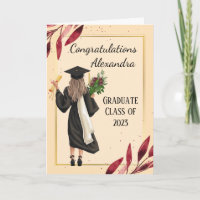 Cartão de Graduação de Mulher em Aquarela