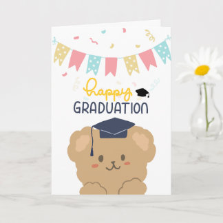 Cartão de Graduação Feliz para Urso Bonito