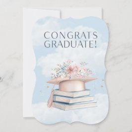 Cartão de Graduação Floral Minimalista