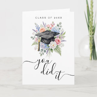 Cartão de Graduação Floral Você Conseguiu Aquarela