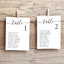 Cartão de Gráfico de Mesa de Casamento de Script C