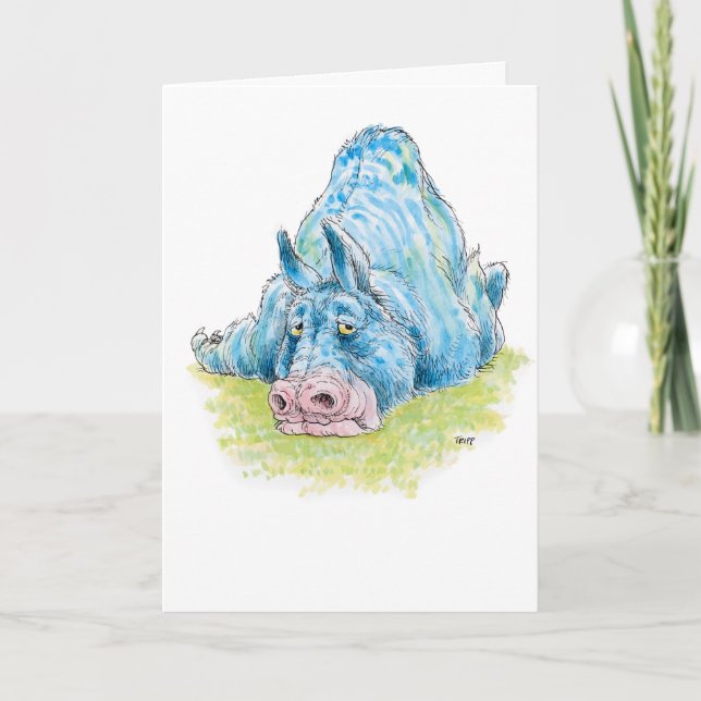 Cartão de Greeeting do animal dos azuis (Frente)