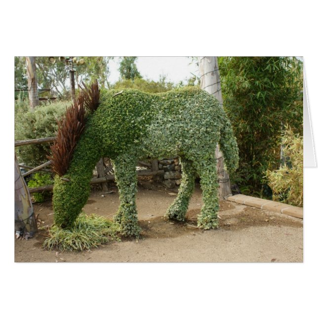 Cartão de Greeeting do Topiary do cavalo (Frente Horizontal)