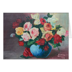 Cartão de Grg - vaso dos rosas