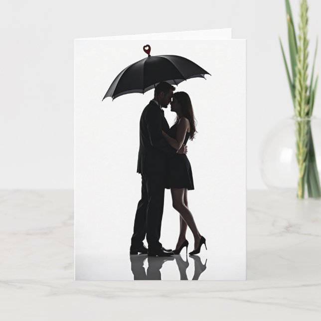 Cartão de Guarda-Chuva de Amor Simples (Frente)