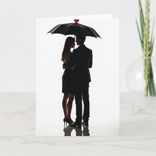 Cartão de Guarda-Chuva Minimalista de Amor