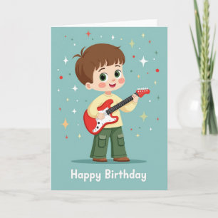 Cartão de Guitarra para Menino no Aniversário Aleg