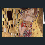 Cartão ~ de Gustavo Klimt o beijo<br><div class="desc">Klimt 1862-1918,  Gustavo,  bei Wien de Baumgarten,  Áustria</div>