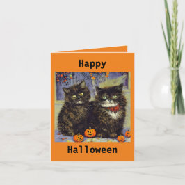 Cartão de Halloween com 2 Gatinhos Fofos