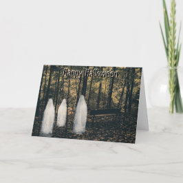 Cartão de Halloween com 3 fantasmas e verso