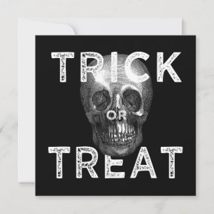 Cartão de Halloween com Crânio Humano Esqueleto Vi
