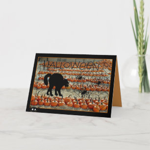 Cartão de Halloween com Gato Preto