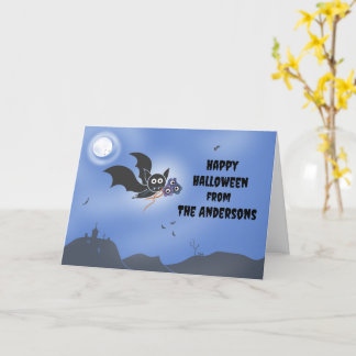 Cartão de Halloween com Nome da Família Personaliz